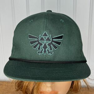 Zelda Tears Of The Kingdom Hylian Crest Snapback Green Hat Nintendo 2023 EUC